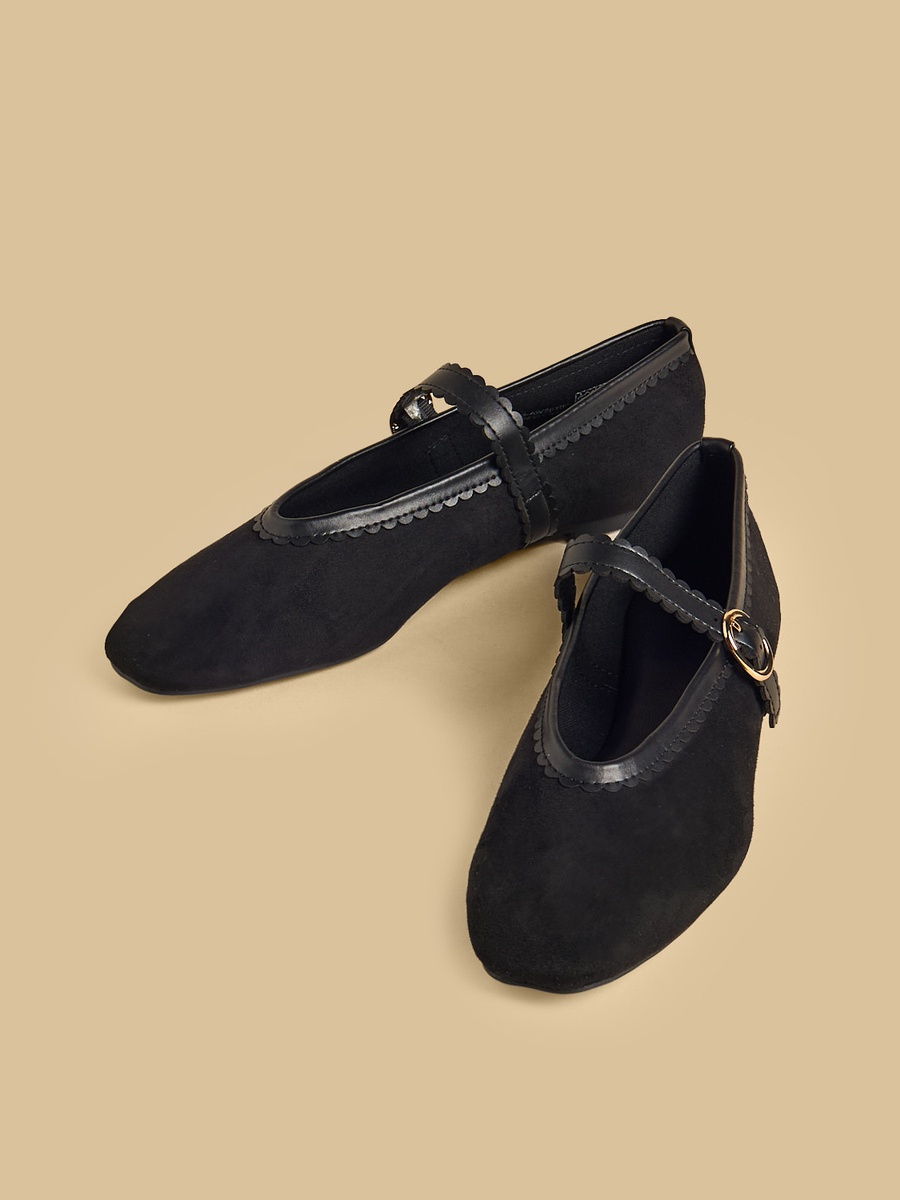 Textured Mary Jane Shoes with Buckle Closure
