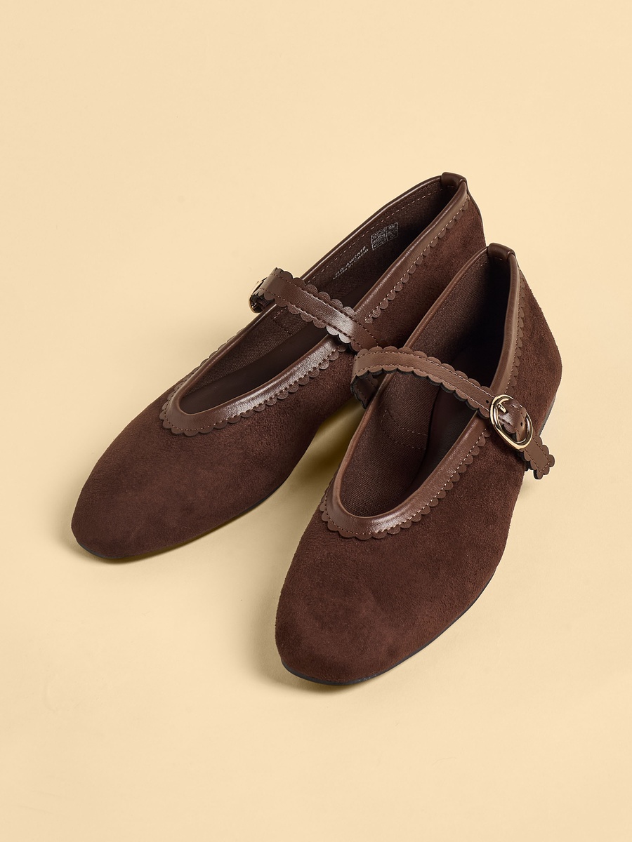 Textured Mary Jane Shoes with Buckle Closure