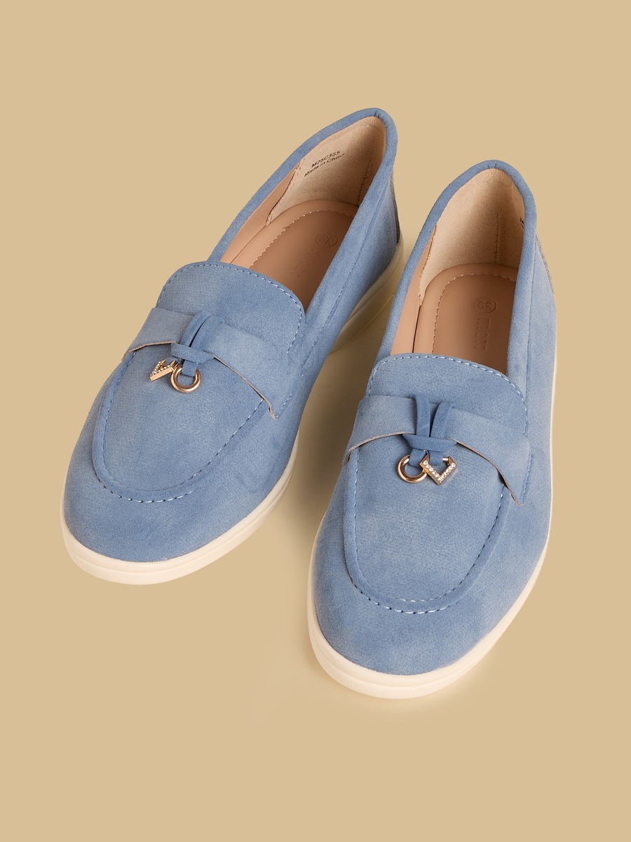Metallic Accent Slip-On Loafers
