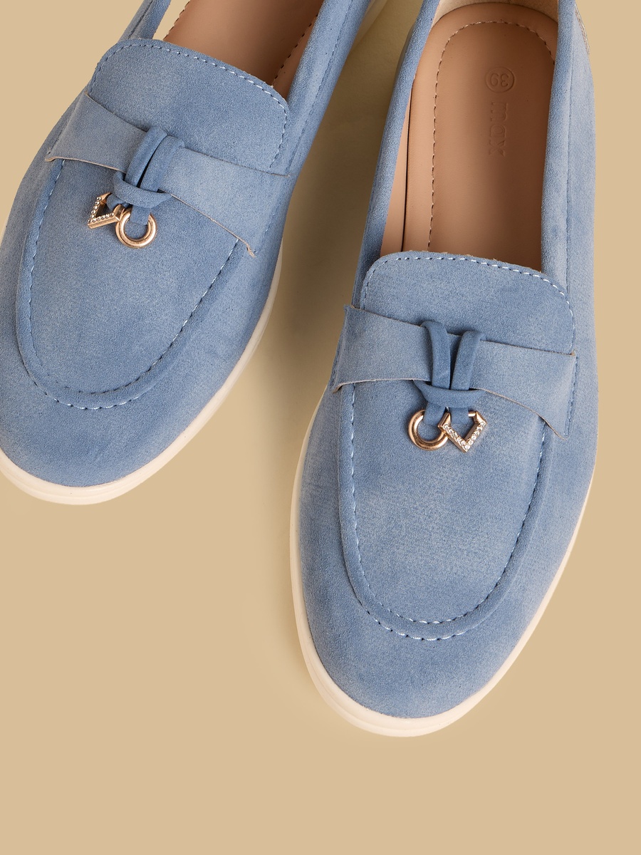 Metallic Accent Slip-On Loafers