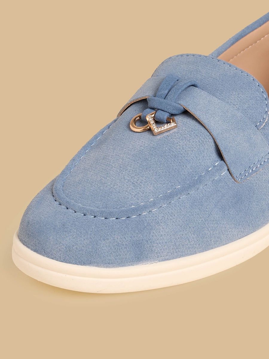 Metallic Accent Slip-On Loafers