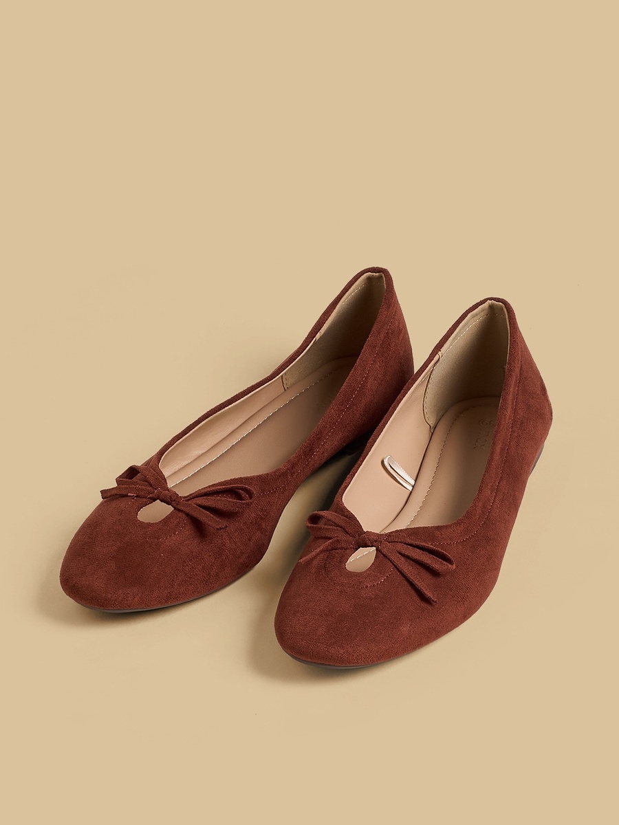 Bow Accent Slip-On Ballerina Shoes