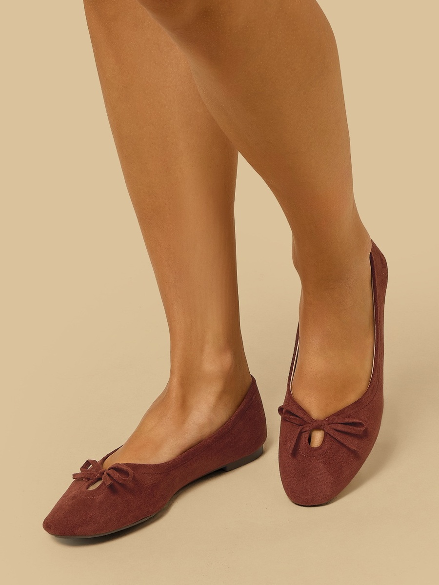 Bow Accent Slip-On Ballerina Shoes