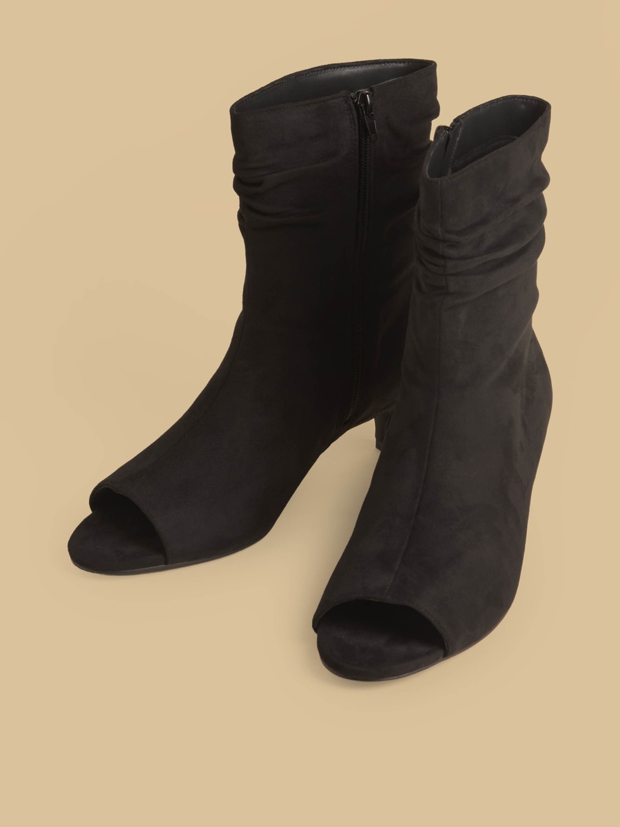 Peep Toe Ankle Boots with Kitten Heels
