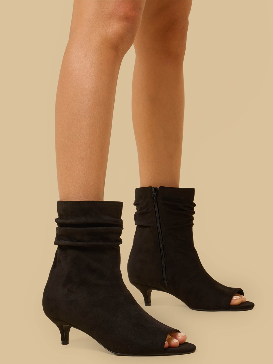 Peep Toe Ankle Boots with Kitten Heels