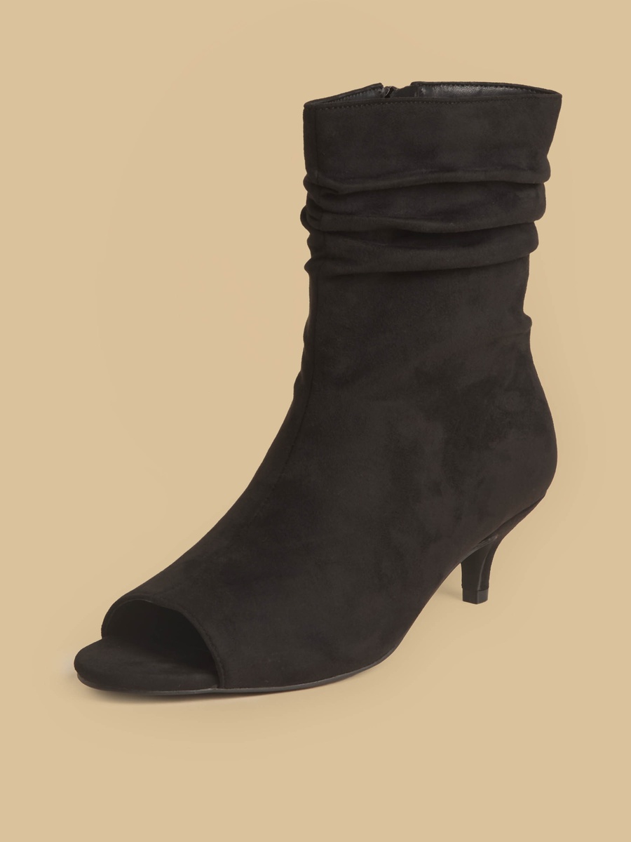 Peep Toe Ankle Boots with Kitten Heels