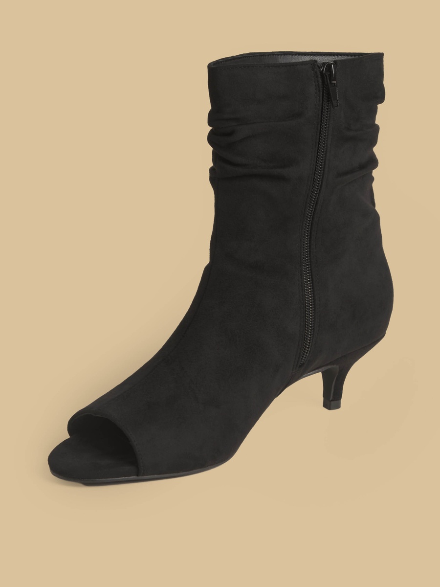 Peep Toe Ankle Boots with Kitten Heels