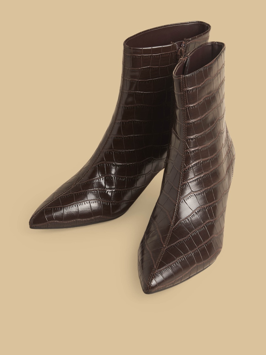 Textured Kitten Heel Ankle Boots