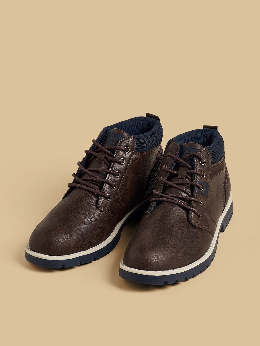 Panelled Lace-Up Ankle Boots