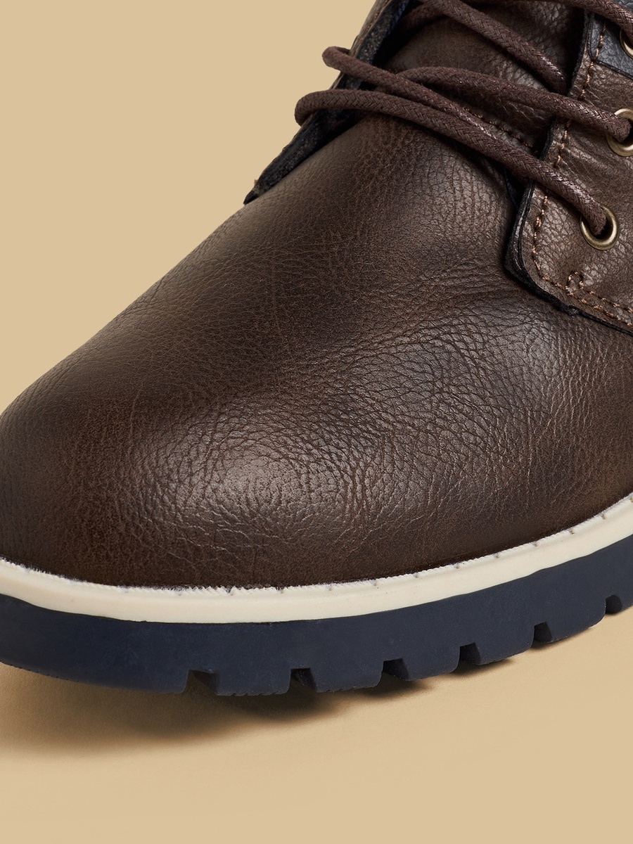 Panelled Lace-Up Ankle Boots