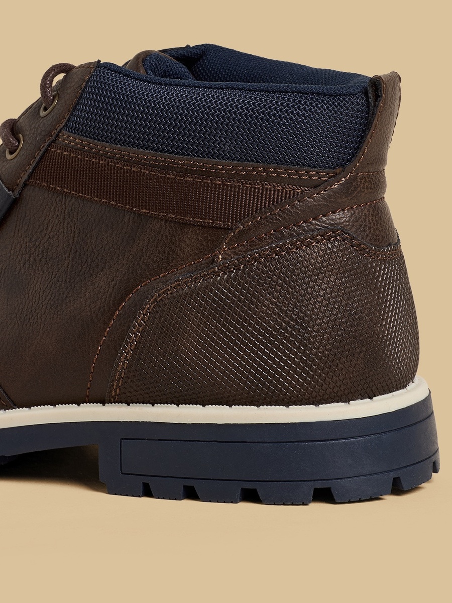Panelled Lace-Up Ankle Boots