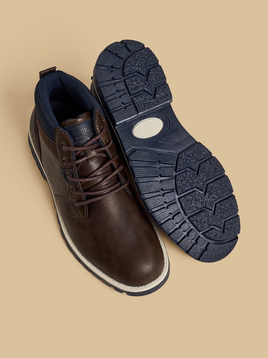 Panelled Lace-Up Ankle Boots