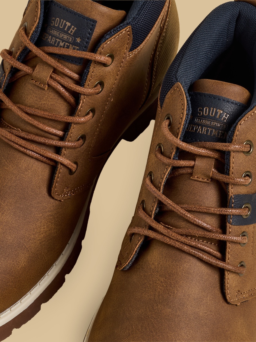 Textured Boots with Lace-Up Closure