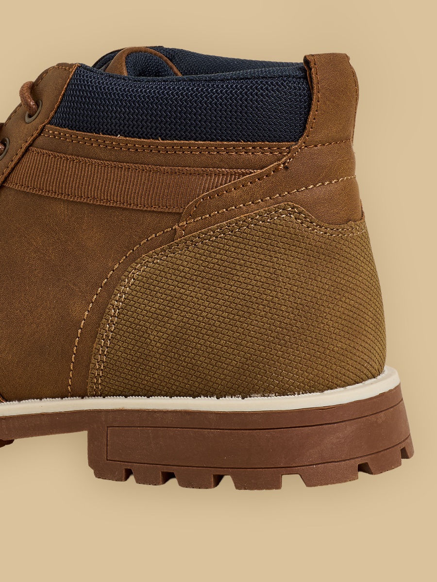 Textured Boots with Lace-Up Closure