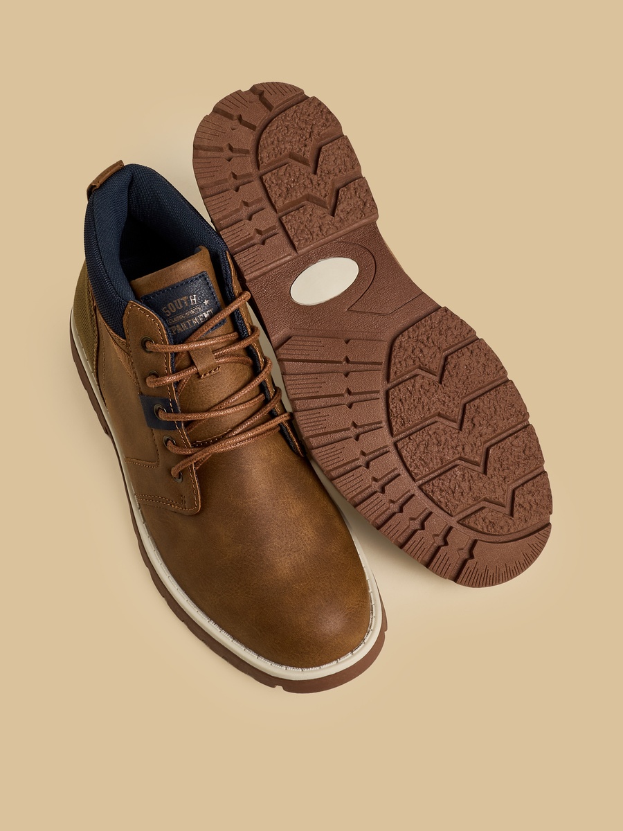Textured Boots with Lace-Up Closure