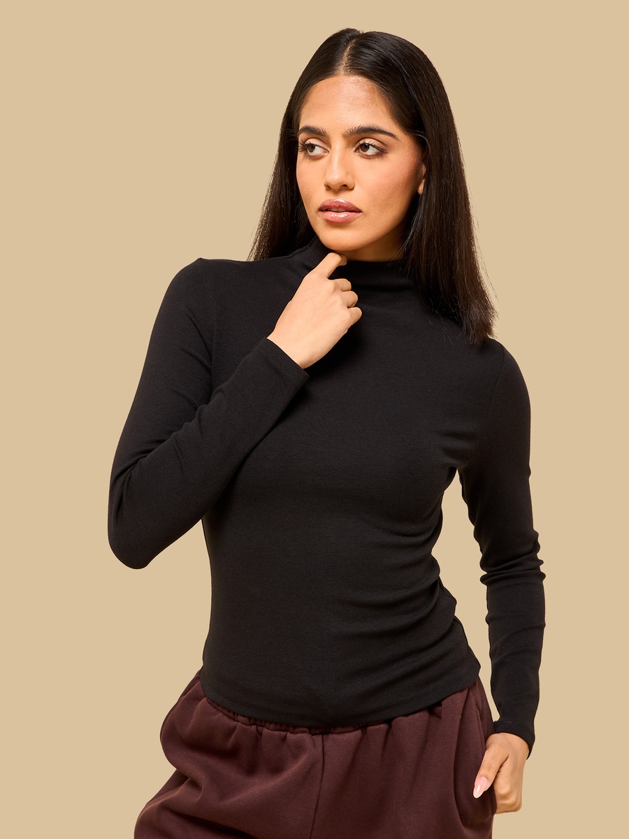 Plain Modal High Neck T-Shirt