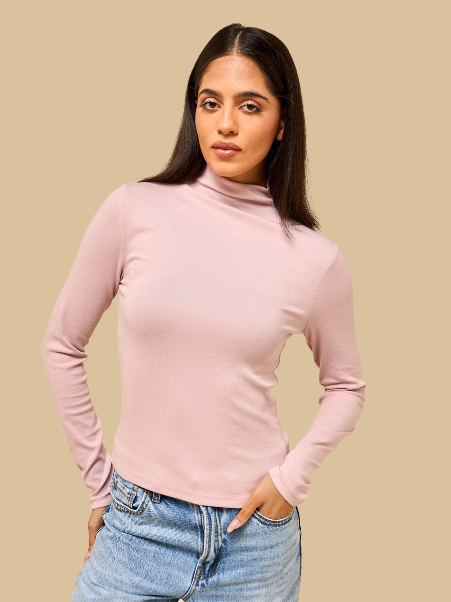 Plain Modal High Neck T-Shirt