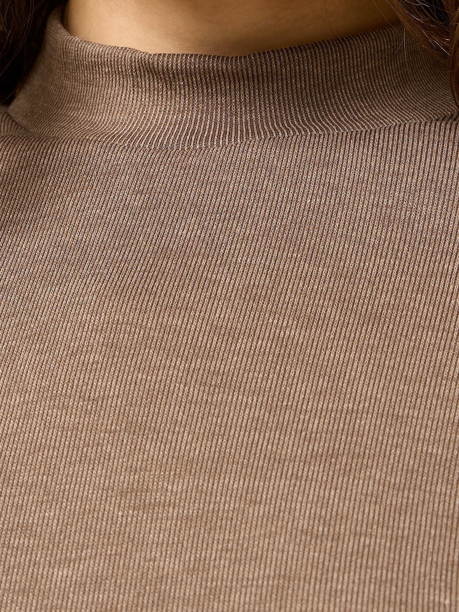 Ribbed Sleeveless Maternity Top with High Neck