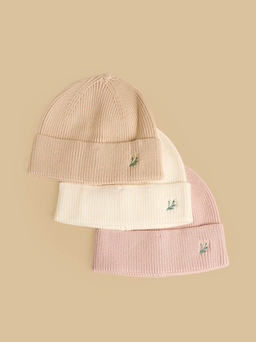 Pack of 3 - Floral Embroidered Beanie