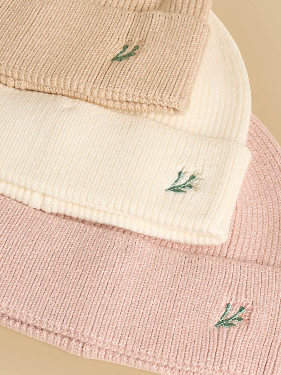 Pack of 3 - Floral Embroidered Beanie