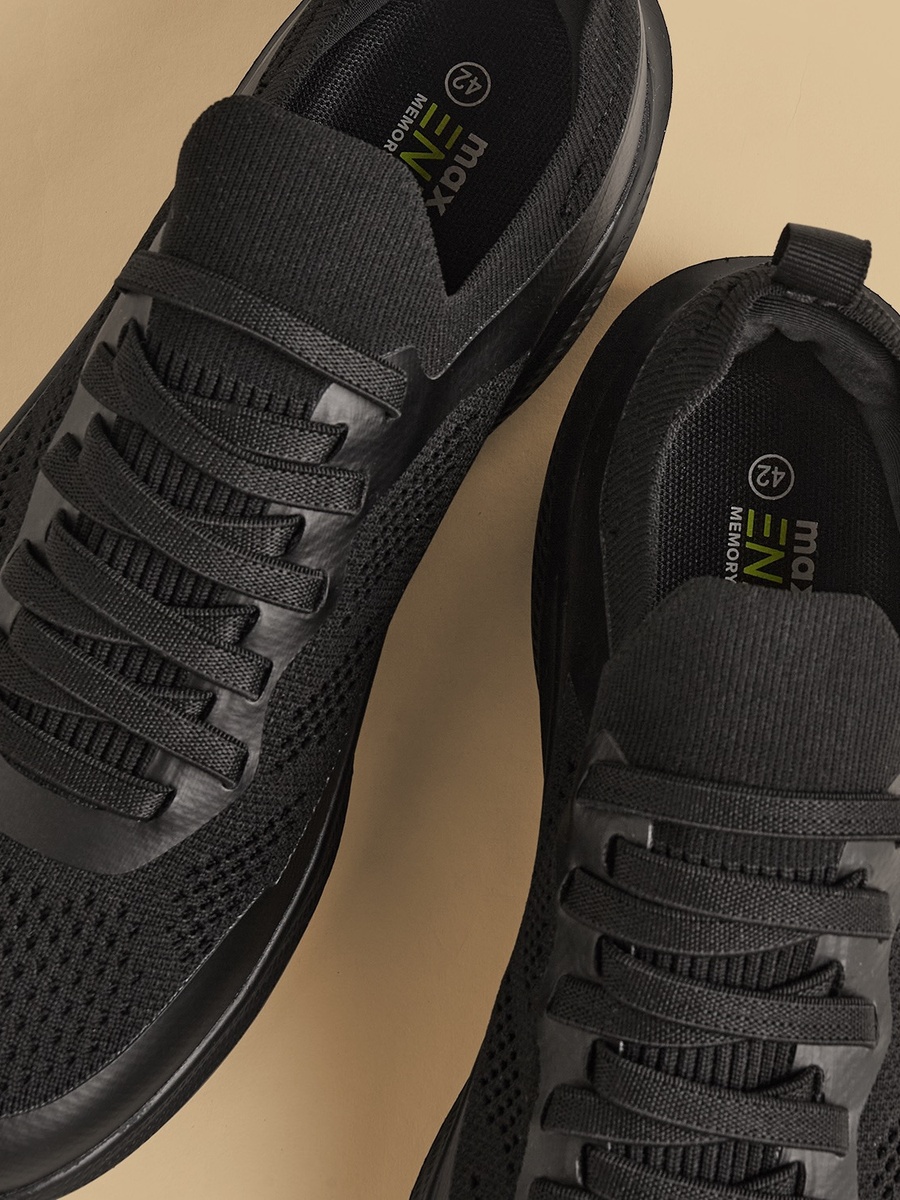 Panelled Lace-Up Sports Shoes