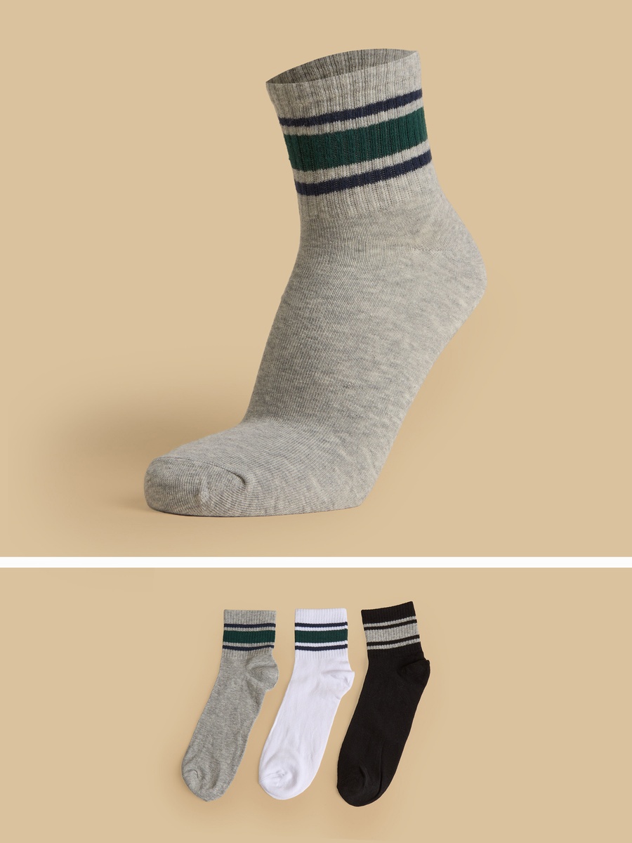 Pack of 3 - Striped Ankle Length Socks