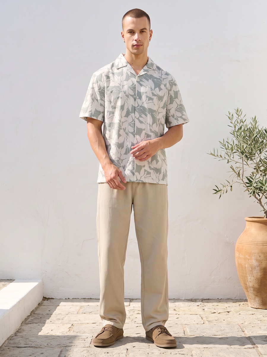 Relaxed Fit Slub Printed Shirt