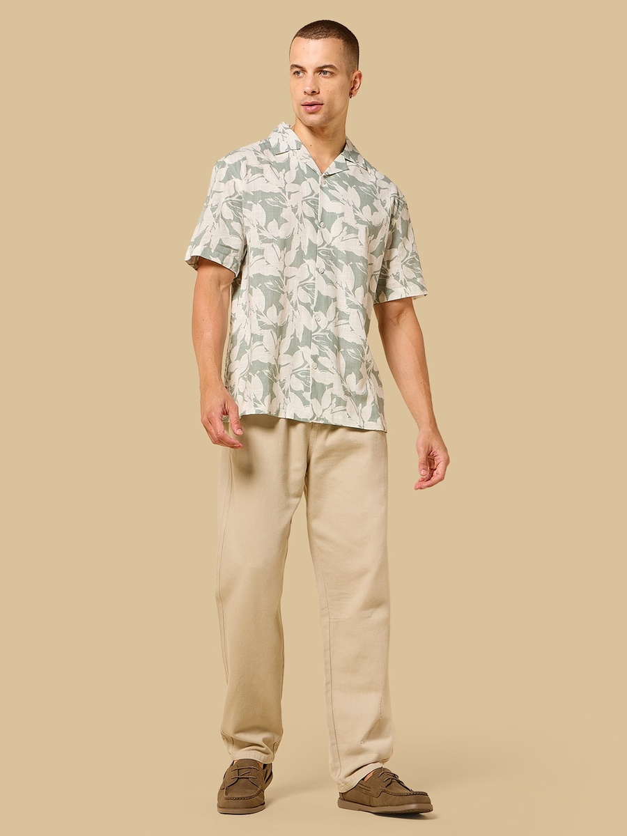 Relaxed Fit Slub Printed Shirt
