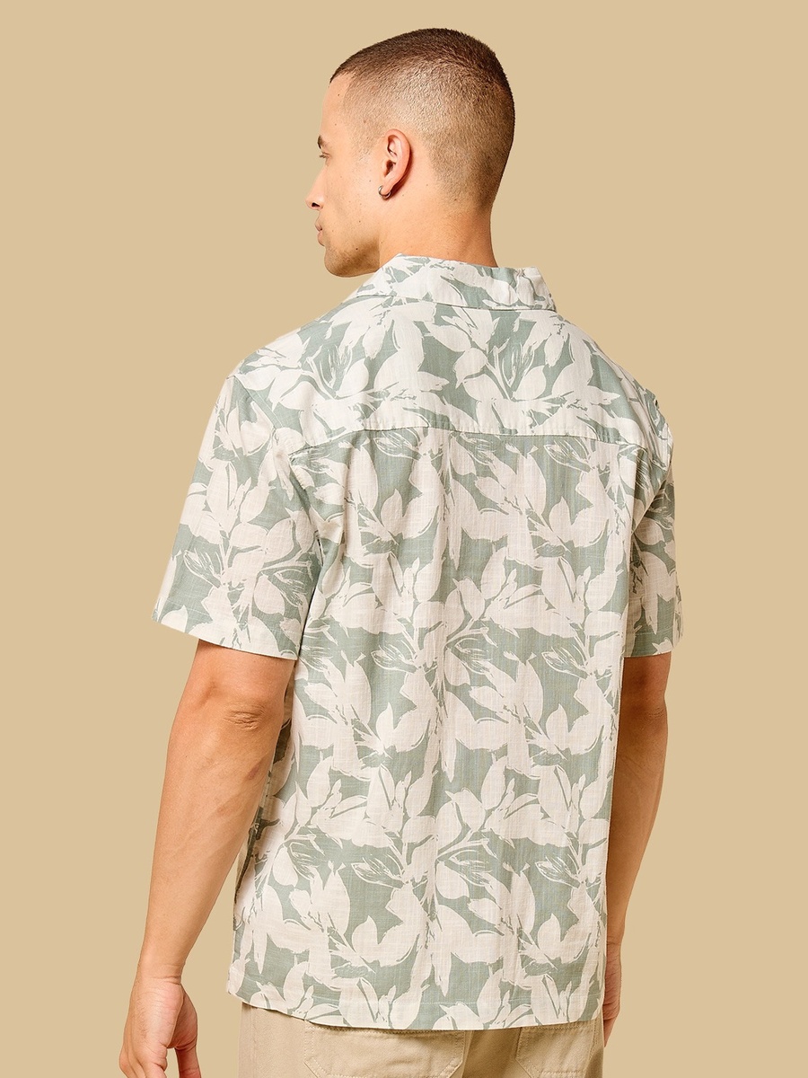 Relaxed Fit Slub Printed Shirt