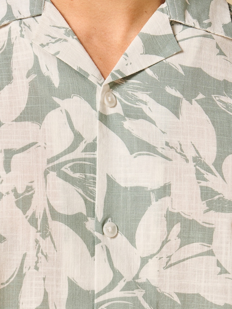 Relaxed Fit Slub Printed Shirt