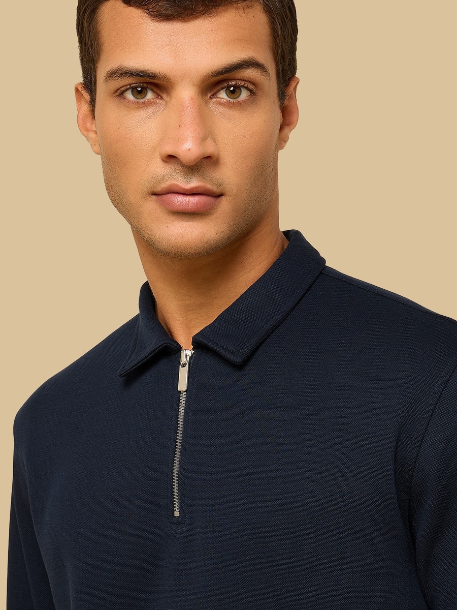 Pique Polo T-Shirt with Half Zip Closure