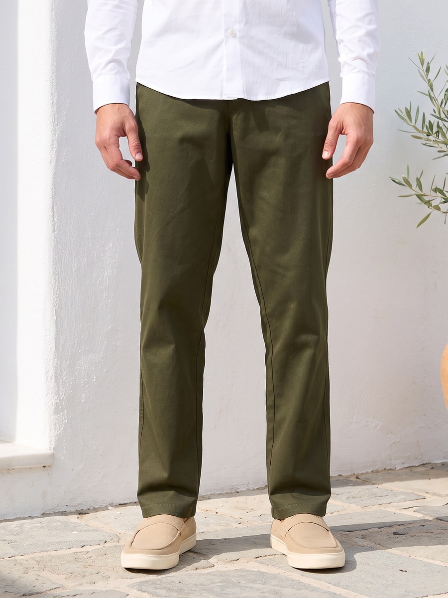 Relaxed Fit Twill Chino Trousers