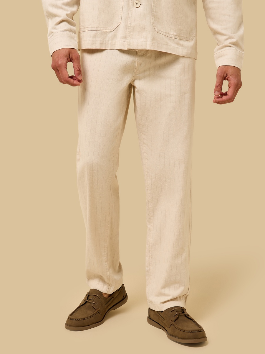 Relaxed Fit Striped Twill Trousers
