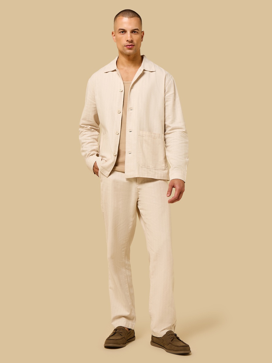 Relaxed Fit Striped Twill Trousers