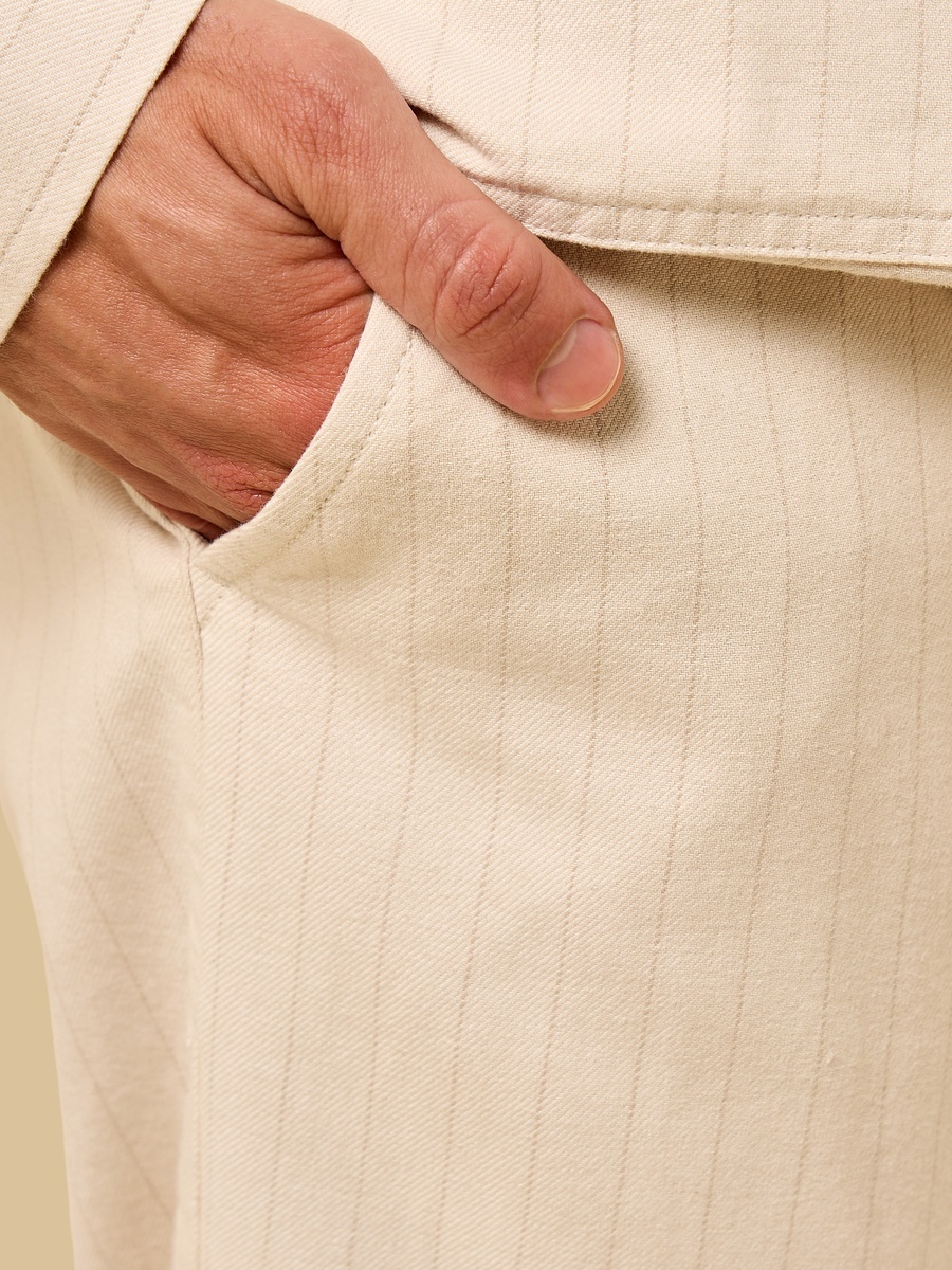 Relaxed Fit Striped Twill Trousers