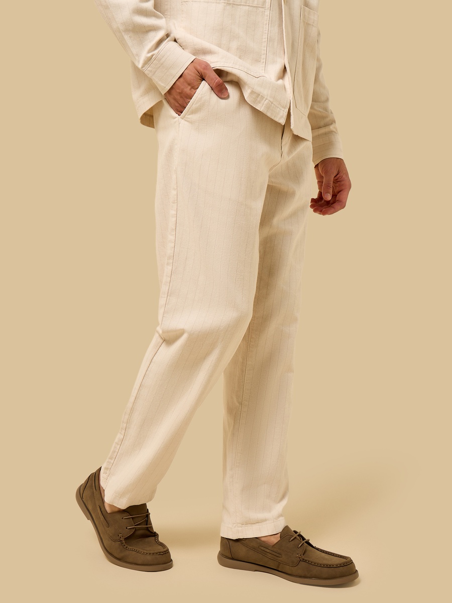 Relaxed Fit Striped Twill Trousers