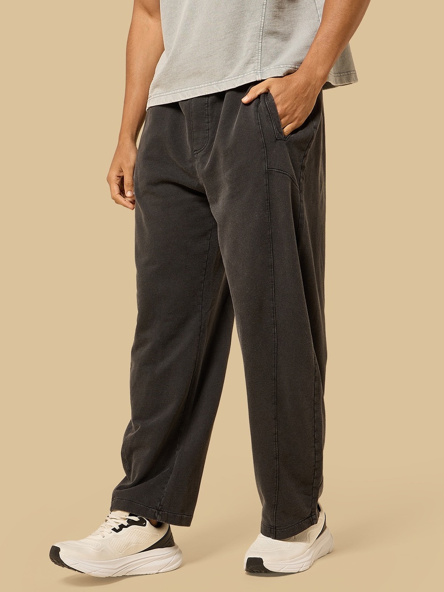 Panelled Acid Wash Balloon Fit Pants