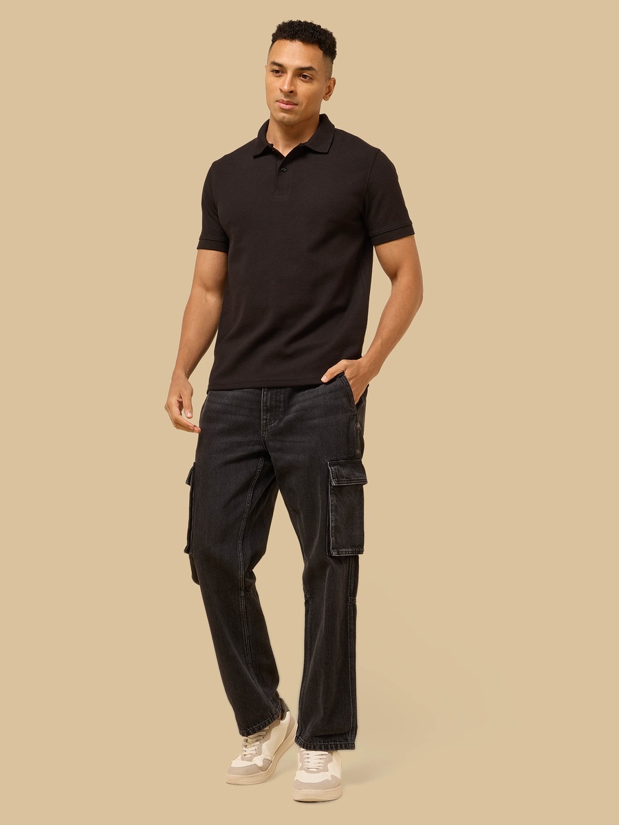 Relaxed Fit Mid-Rise Cargo Jeans