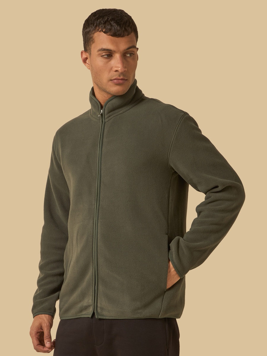 Textured Relaxed Fit Fleece Zip Through Sweatshirt