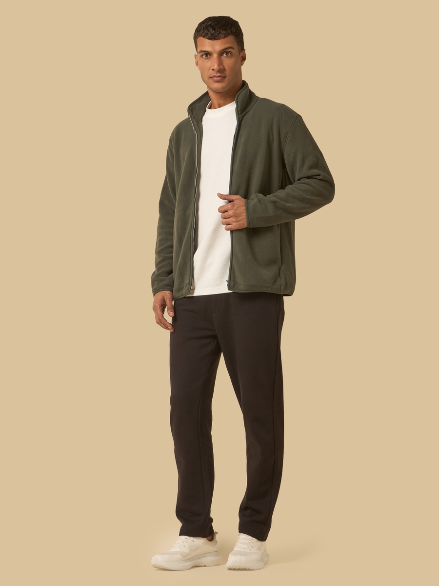 Textured Relaxed Fit Fleece Zip Through Sweatshirt
