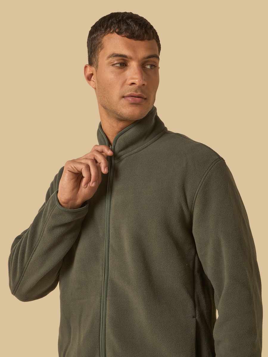 Textured Relaxed Fit Fleece Zip Through Sweatshirt