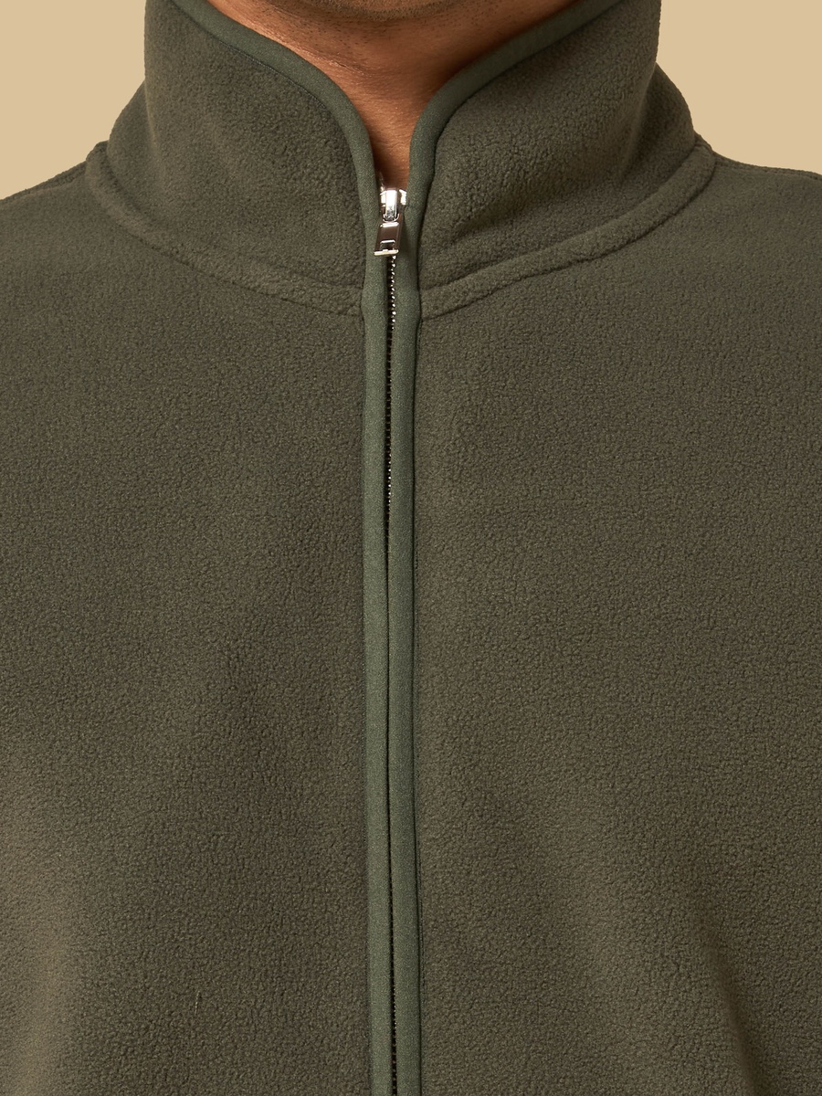 Textured Relaxed Fit Fleece Zip Through Sweatshirt
