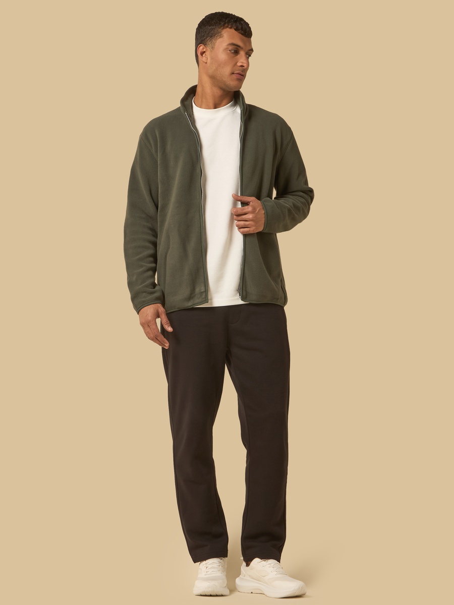 Textured Relaxed Fit Fleece Zip Through Sweatshirt