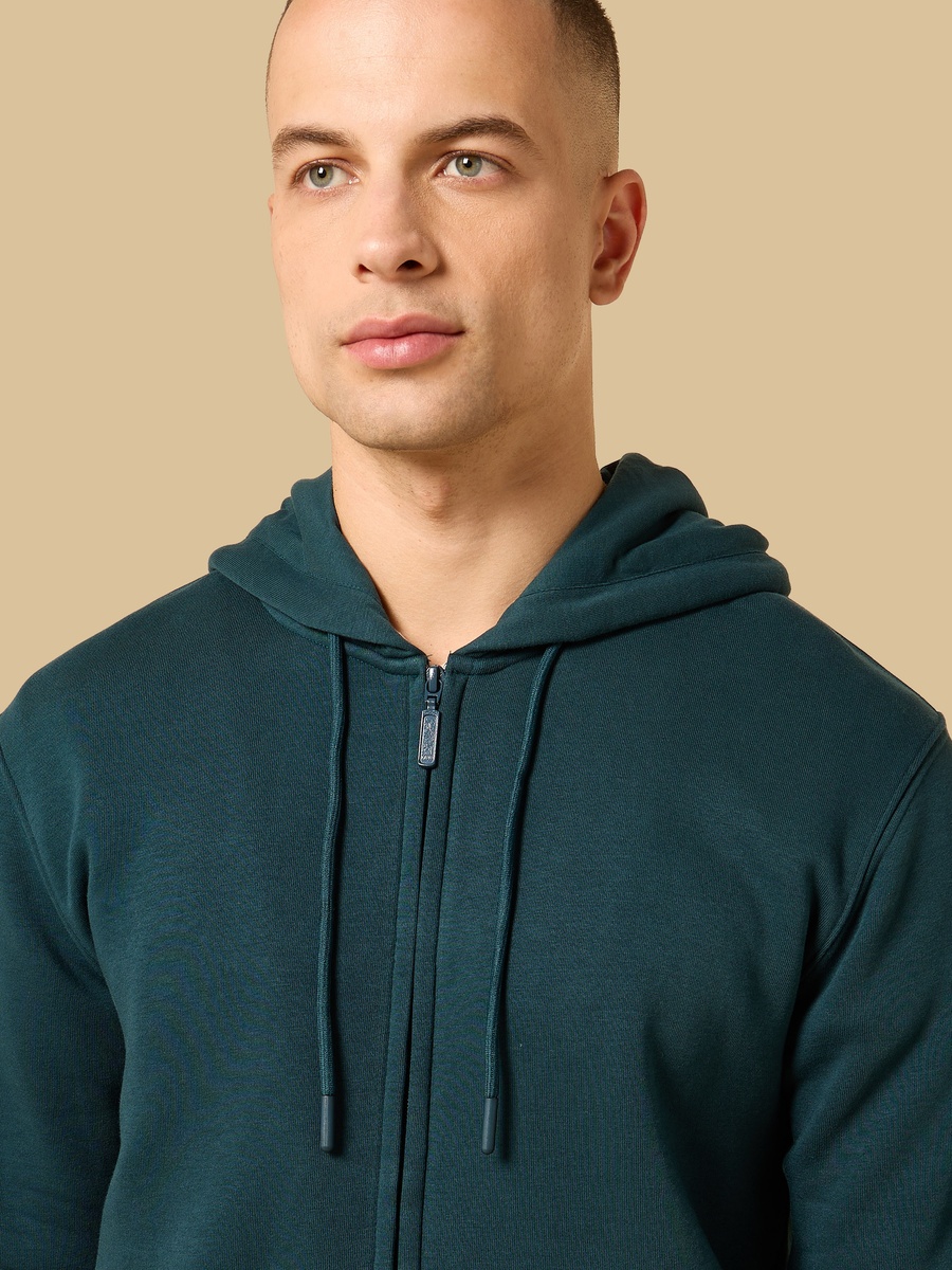 Relaxed Fit Zip Through Hoodie with Kangaroo Pocket