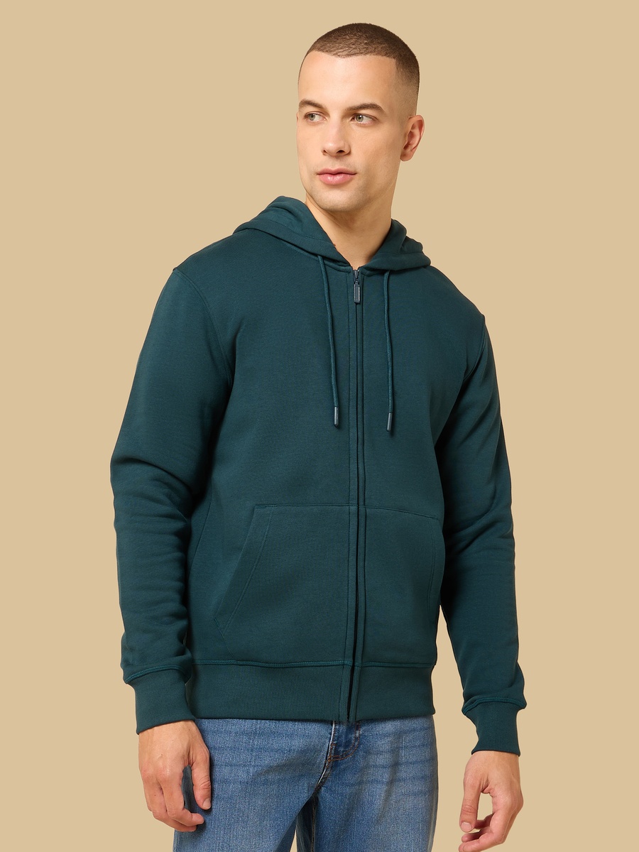 Relaxed Fit Zip Through Hoodie with Kangaroo Pocket