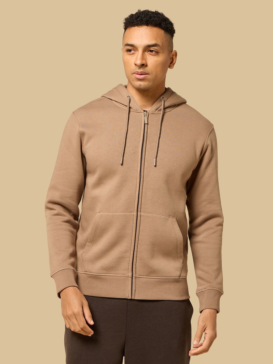 Relaxed Fit Zip Through Hoodie with Kangaroo Pocket