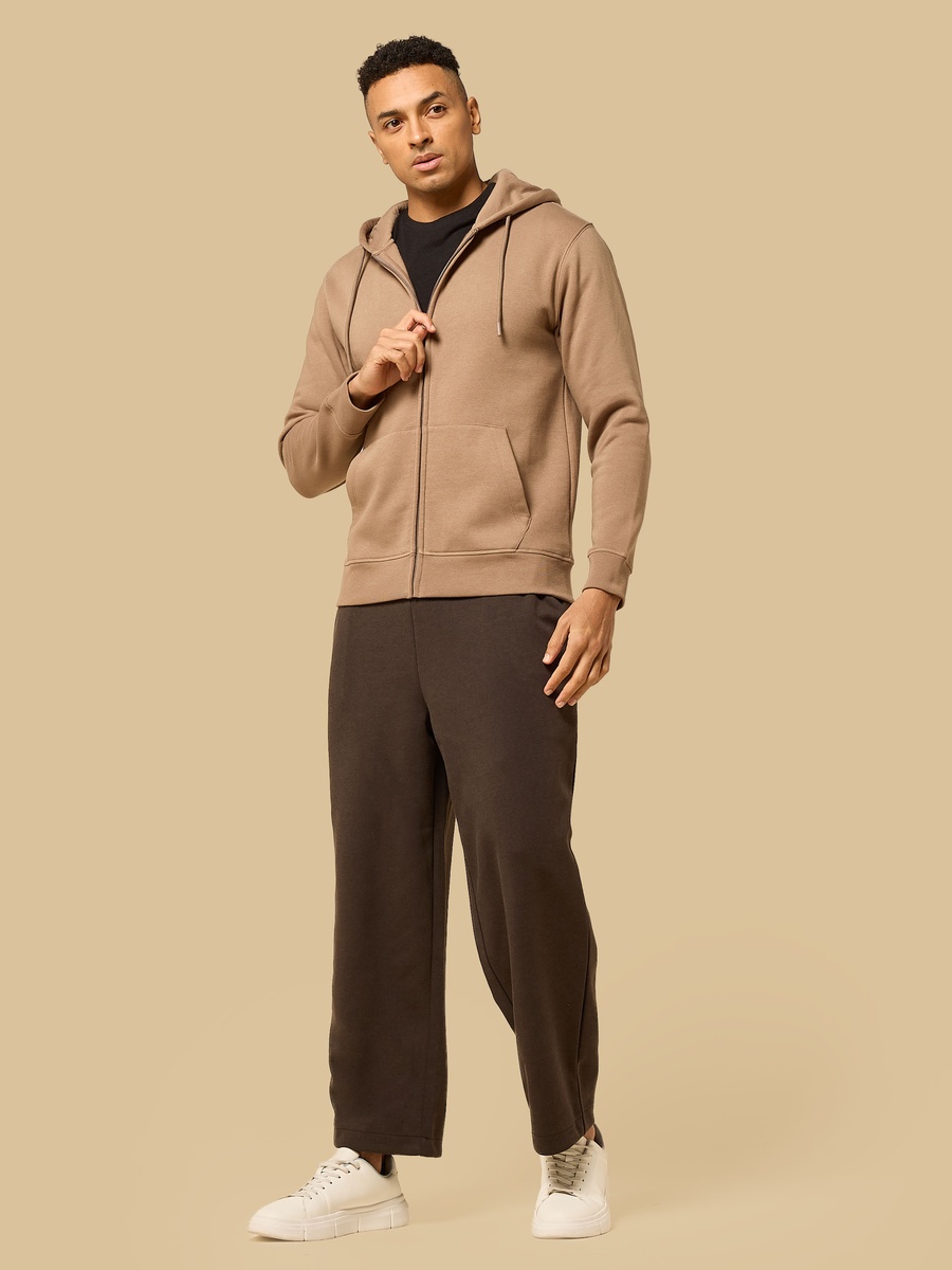 Relaxed Fit Zip Through Hoodie with Kangaroo Pocket