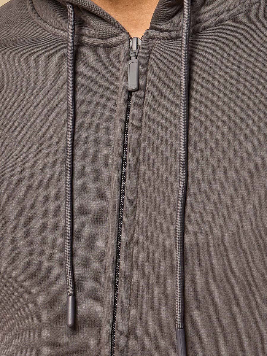 Relaxed Fit Zip Through Hoodie with Kangaroo Pocket
