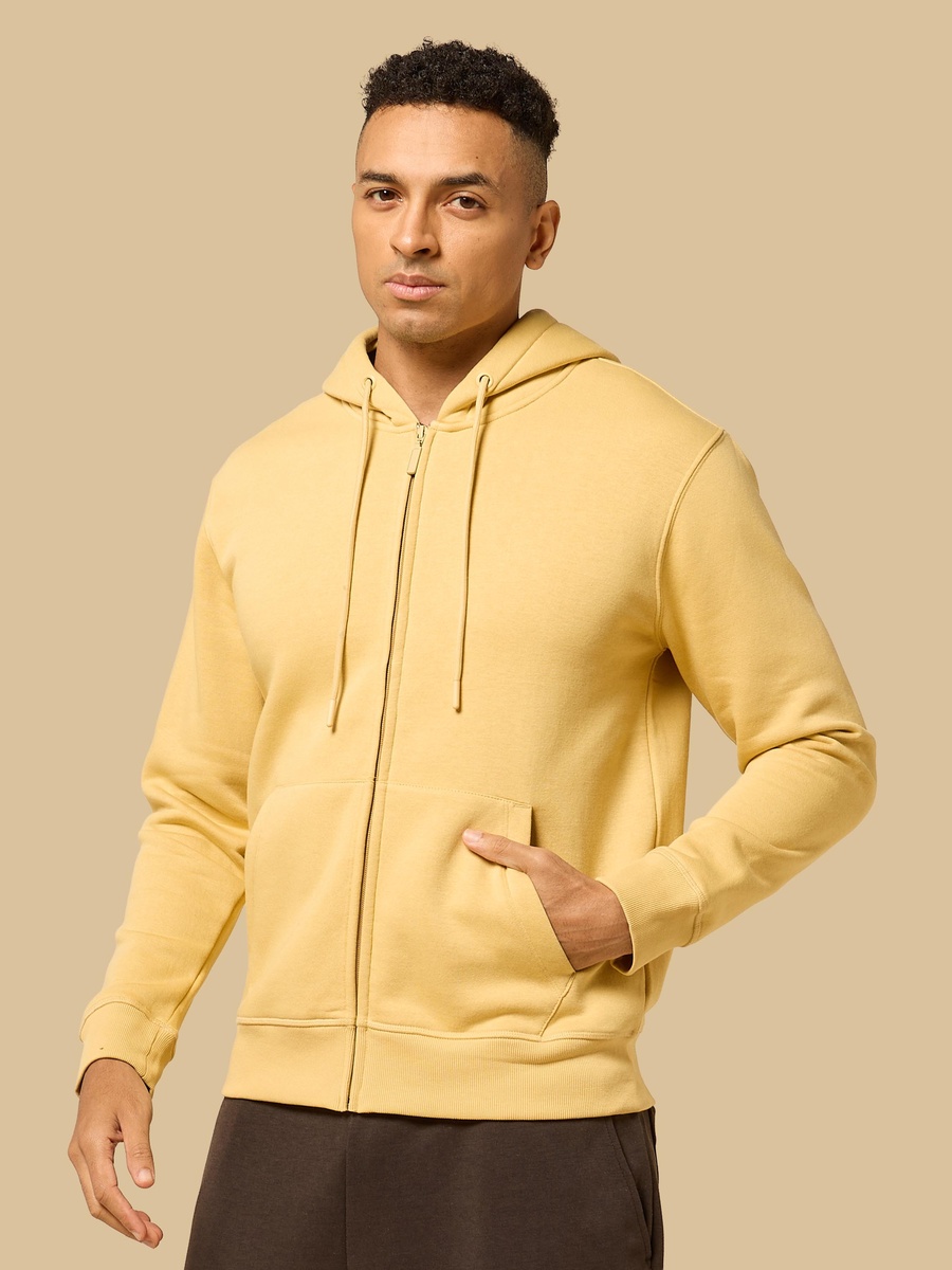Relaxed Fit Zip Through Hoodie with Kangaroo Pocket