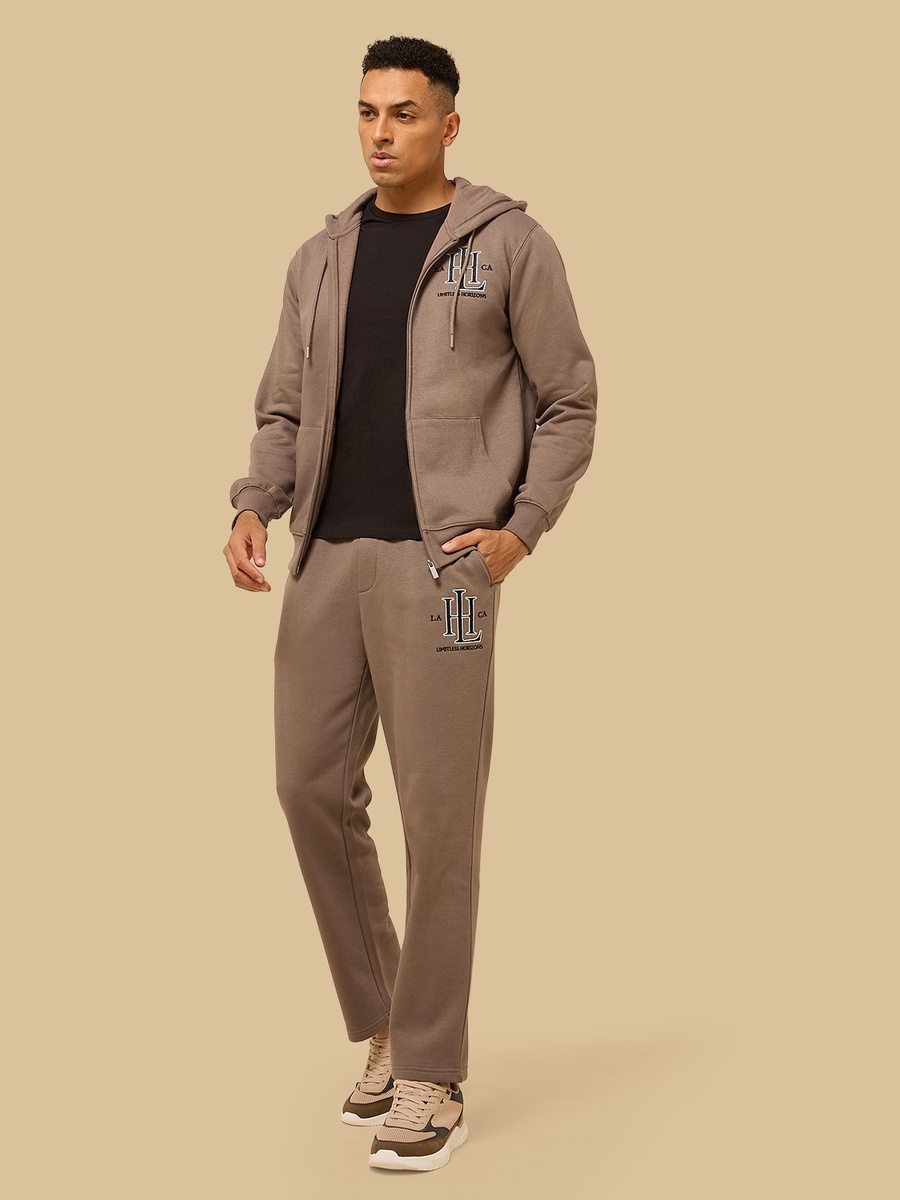 Embroidered Fleece Zip Through Hoodie